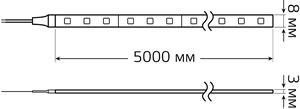 led лента 5 м Gauss Elementary (SMD 2835, 12 В, 9,6 Вт/м, IP20) - размеры