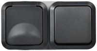 TORS Блок розетка + выключ. гор. 16А IP55 TS142 графит IEK
