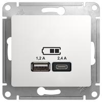 Глосса белый розетка USB A+C скрытая 2-ая 